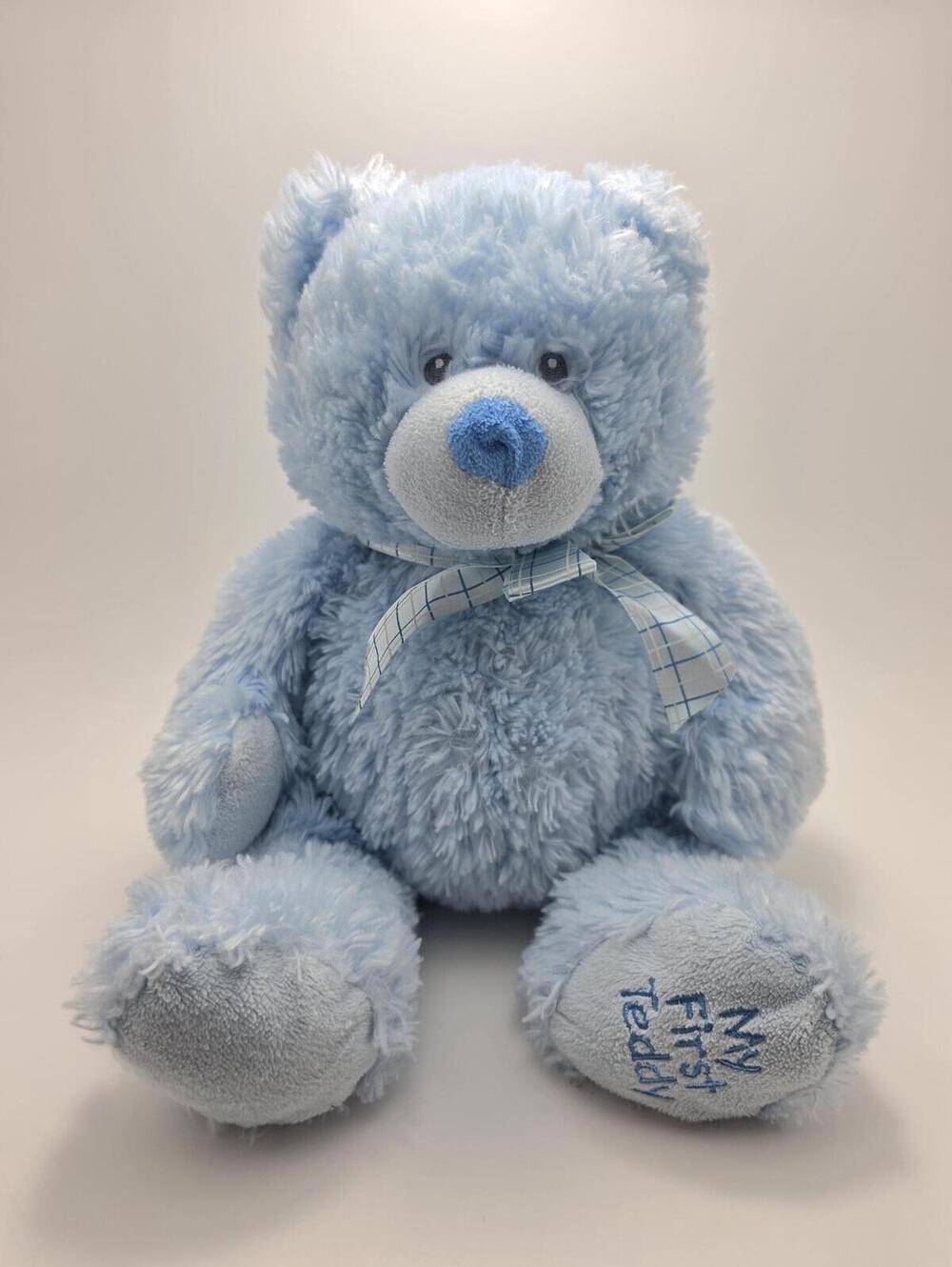 Baby Ganz "My First Teddy" the Blue Teddy Bear! Vintage Bear Plush (10 inch)